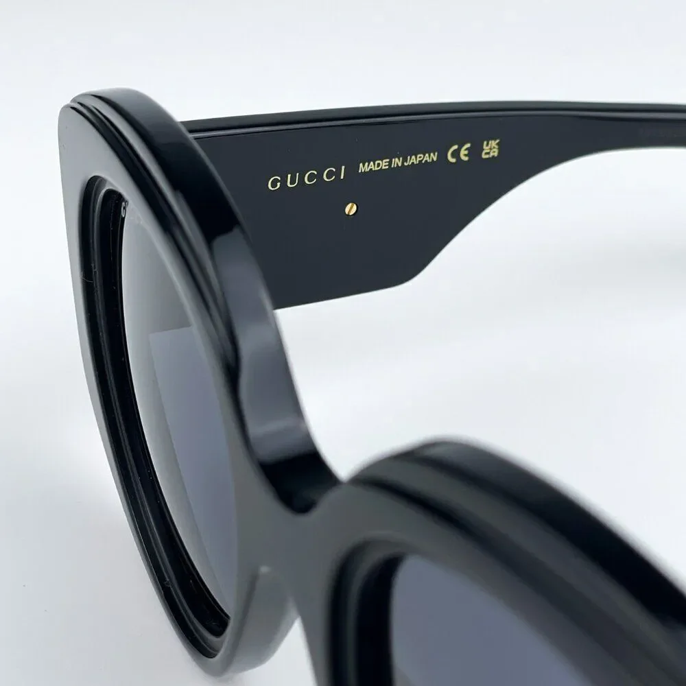 SALE! NEW Gucci GG1308S 001 Black Grey Round Women Sunglasses